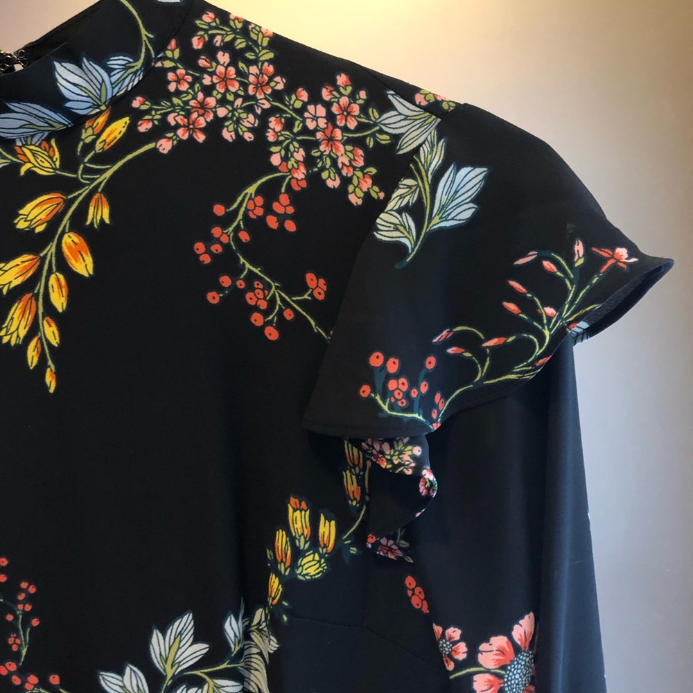 Floral long sleeve ruffle dress